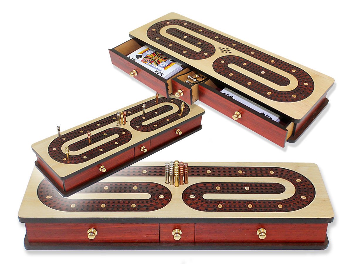 Continuous Cribbage Board Alphabet C Shape Inlaid Bloodwood 3