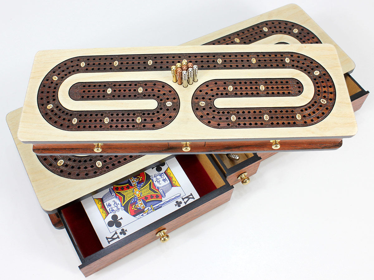 Continuous Cribbage Board Maple Alphabet C Shape Inlaid Rosewood 3