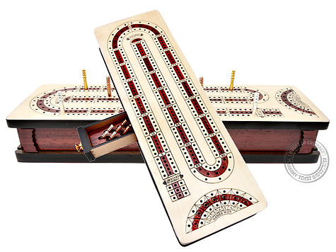 11 6 Oval Shape 4 Tracks Continuous Cribbage Board Box Bloodwood 