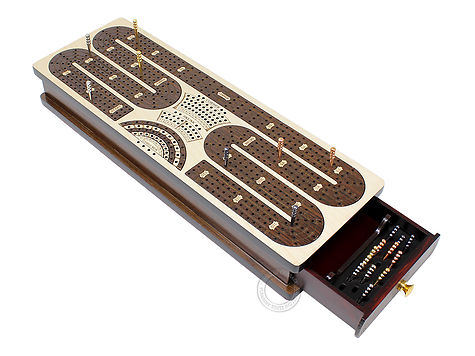 Continuous Cribbage Board Box Inlaid In Bloodwood Maple 2 Track