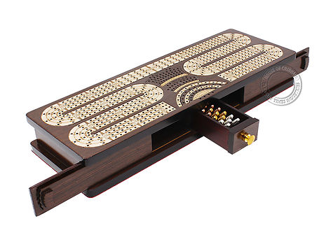 Continuous Cribbage Board Box Inlaid Rosewood 3 Tracks On Maple