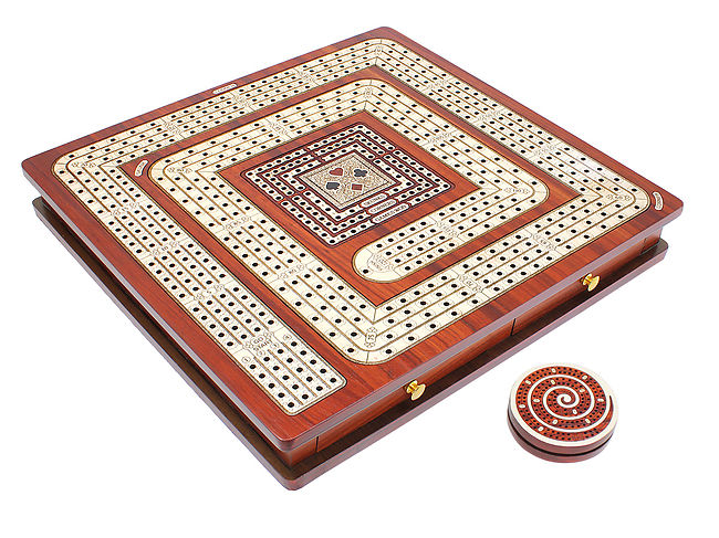 Jumbo Cribbage Board 15 15 Inlaid Blood Wood White Maple