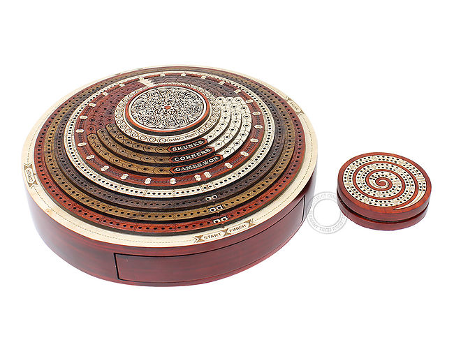 3d Round Shape 4 Stepped Tracks Continuous Cribbage Board In