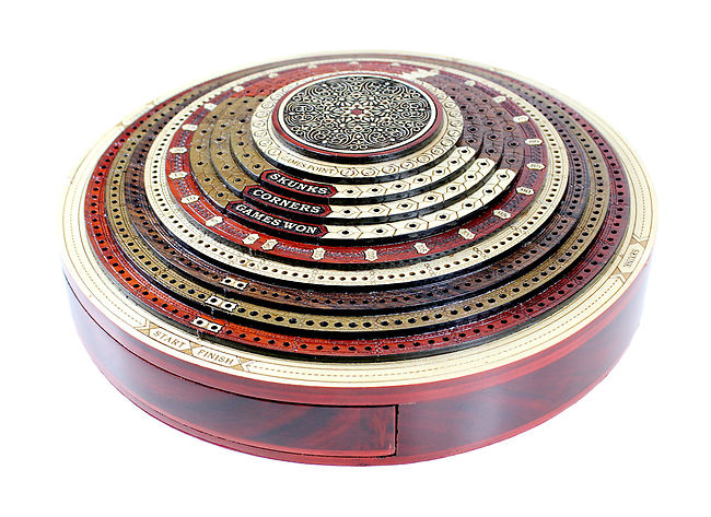 3d Round Shape 4 Stepped Tracks Continuous Cribbage Board In