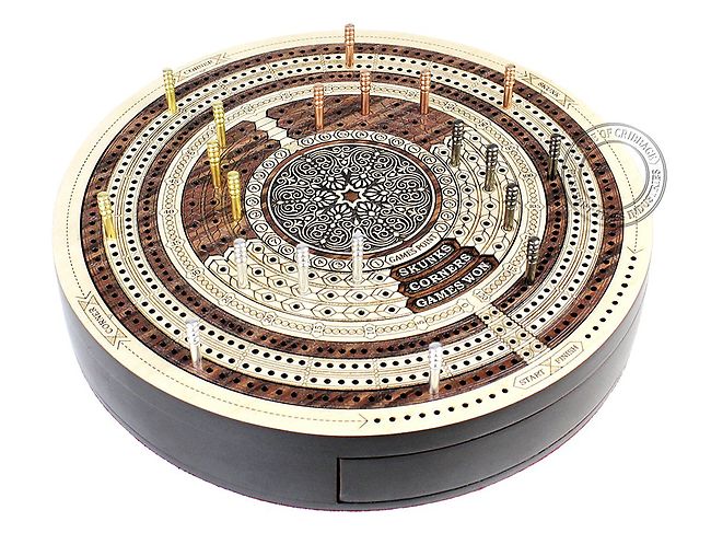 Classic 3D Compass Rose Cribbage Board With Pegs 