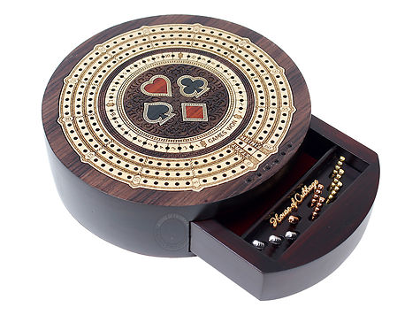 Round Shape 3 Track Non Continuous Cribbage Board Push Drawer