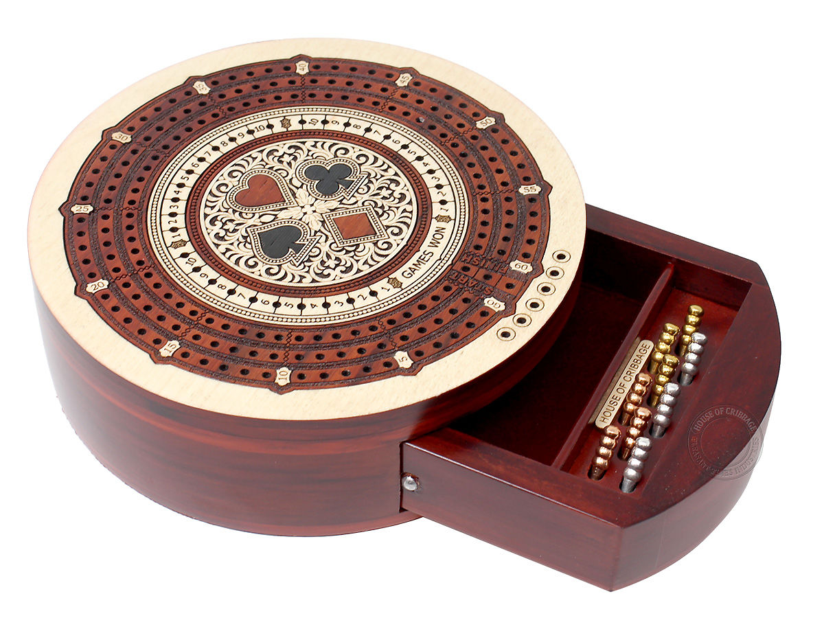 Round Shape 3 Track Non Continuous Cribbage Board Push