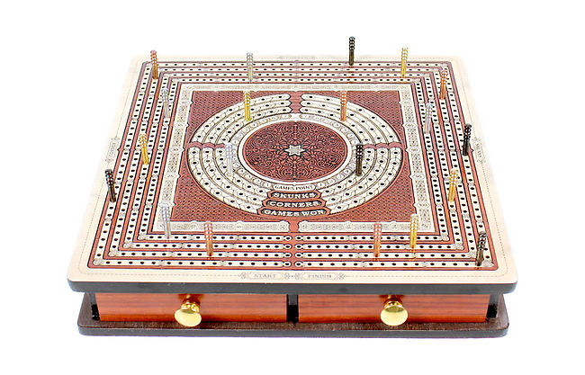 Square Shape 4 Tracks Continuous Cribbage Board Maple Wood