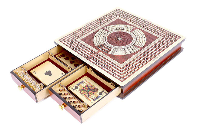 Square Shape 4 Tracks Continuous Cribbage Board Maple Wood