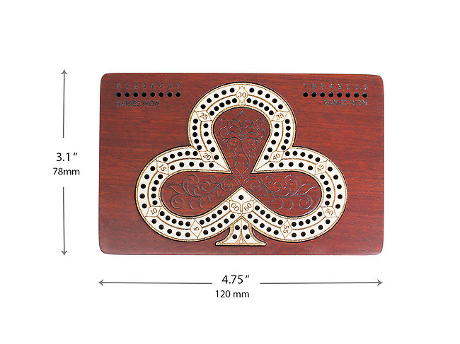 Elephant Inlaid Wooden Travel Pocket Size Cribbage Board In Maple Wood Blood Wood 2 Tracks 60 Points With Storage Of Pegs