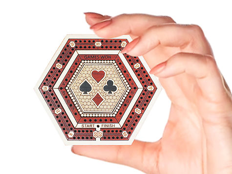 Hexagonal Shape 2 Track 60 Points Pocket Size Wooden Travel Cribbage Board - 4 Inch inlaid Maple Wood/Bloodwood