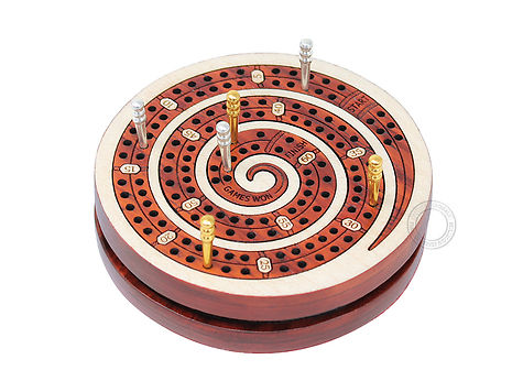 Spiral Shape 2 Track 60 Points Pocket Size Wooden Travel Cribbage